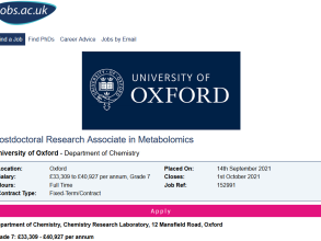 Screenshot of job advertisement