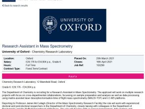 Screenshot of job advertisement